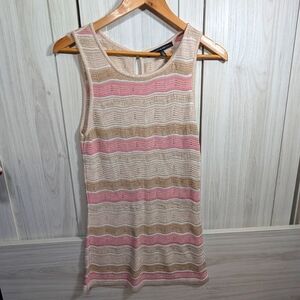 Sparkly Striped Pink and Tan Sleeveless Tunic